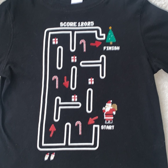 Gymboree 5 Black Gaming Santa Shirt EUC Holiday Christmas Top - Picture 2 of 7